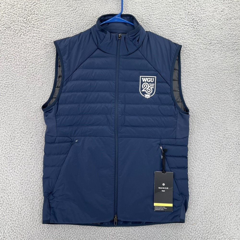 NWT LULULEMON Down For It All Vest Men's Medium WGU 25 Years Logo Blue $148 MSRP